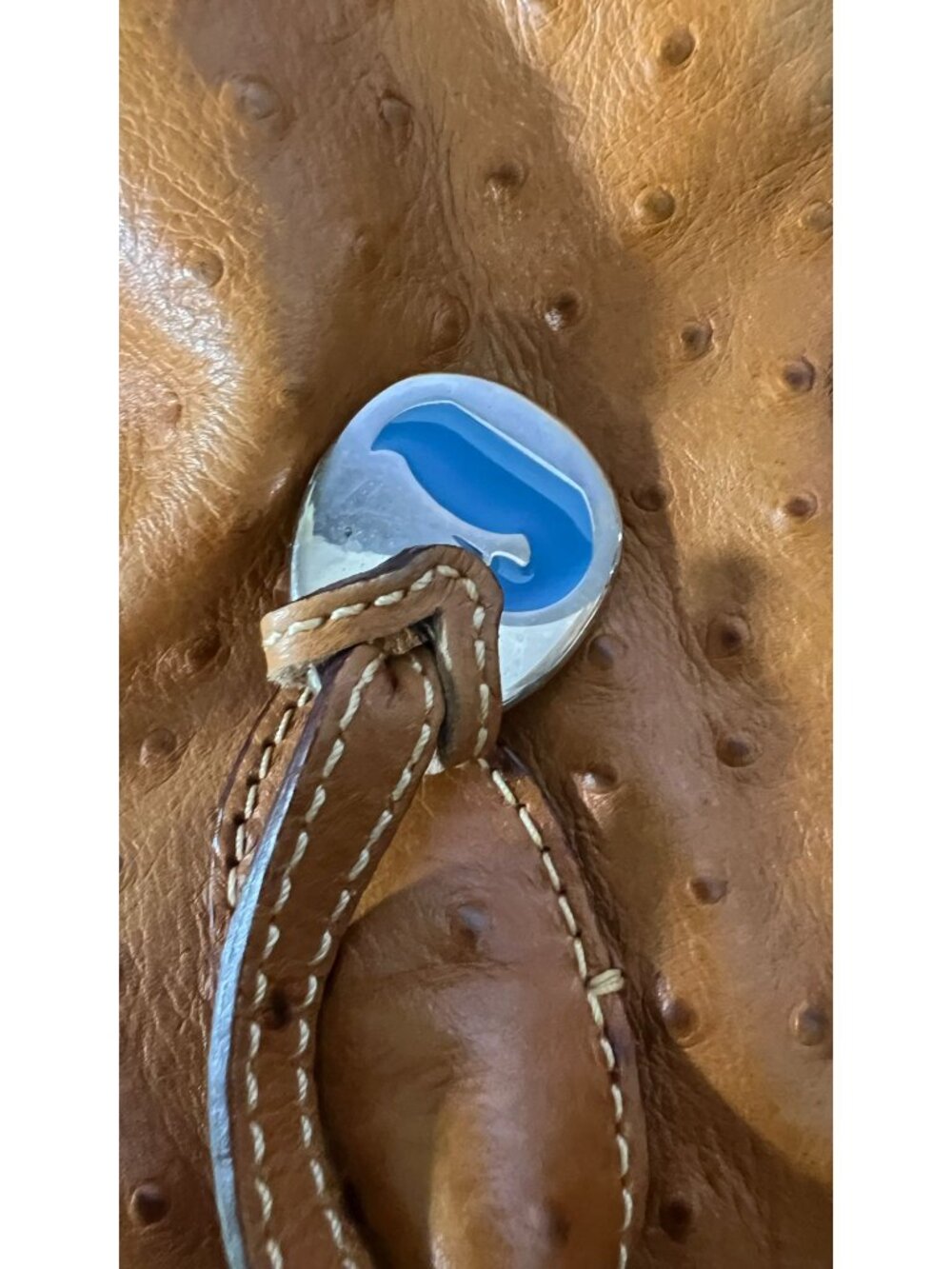Dooney & Bourke Ostrich-Embossed Leather Satchel Brown Handbag Classic - Picture 5 of 12
